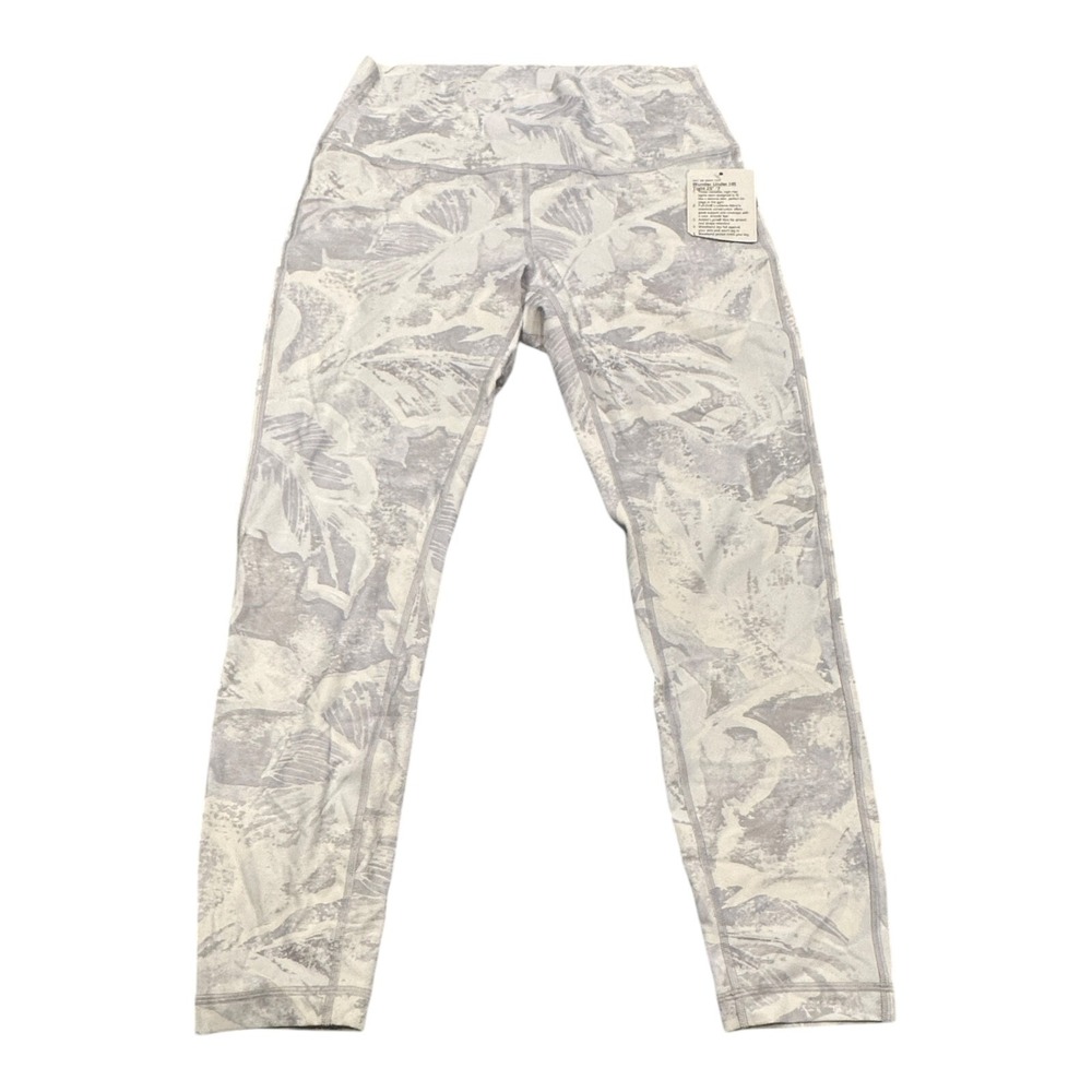 lululemon Wunder Under HR Tight 25 Womens 10 Grey White Abstract Floral Leggings
